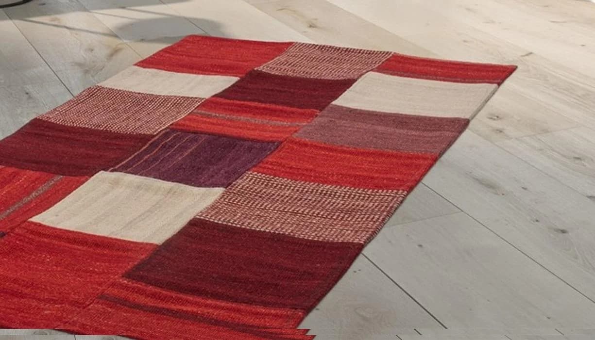 Kayoom Teppich Radical 230 Patchwork Rot Multi Handgewebt