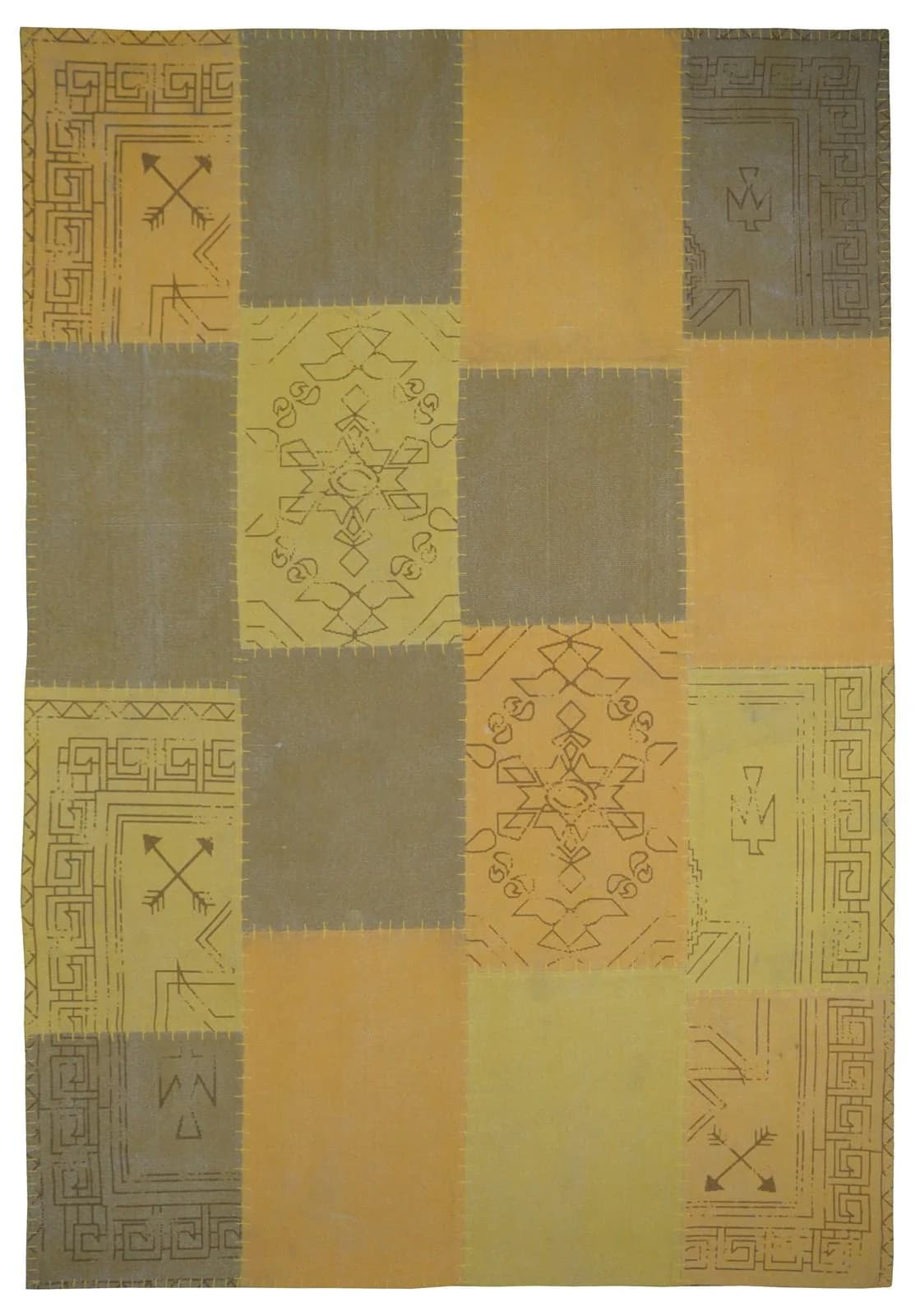Kayoom Lyrical 210 Patchwork-Teppich Vintage Bunt Gelb