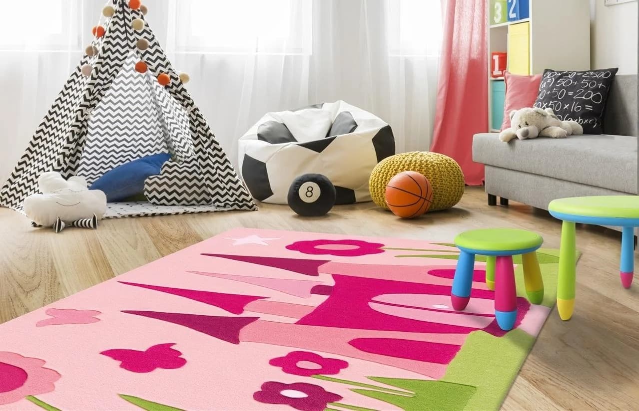 Arte Espina Teppich Joy 4191 Rosa Bunt Motiv Kurzflor
