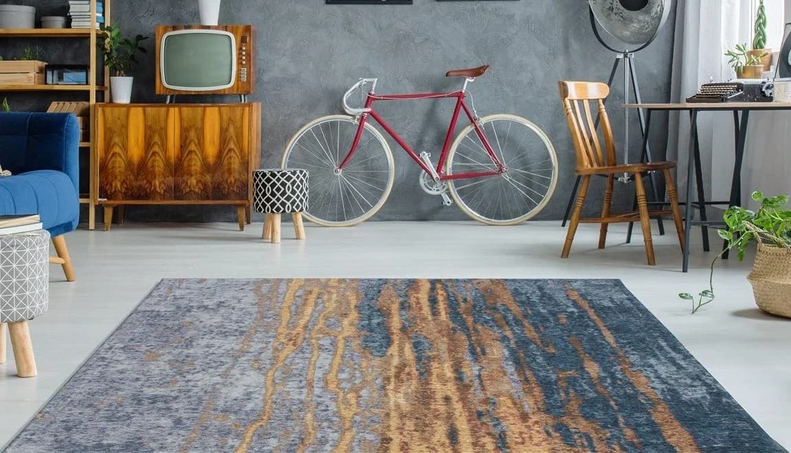 Arte Espina Teppich Blaze 300 Beige Blau Polyester Flachflor