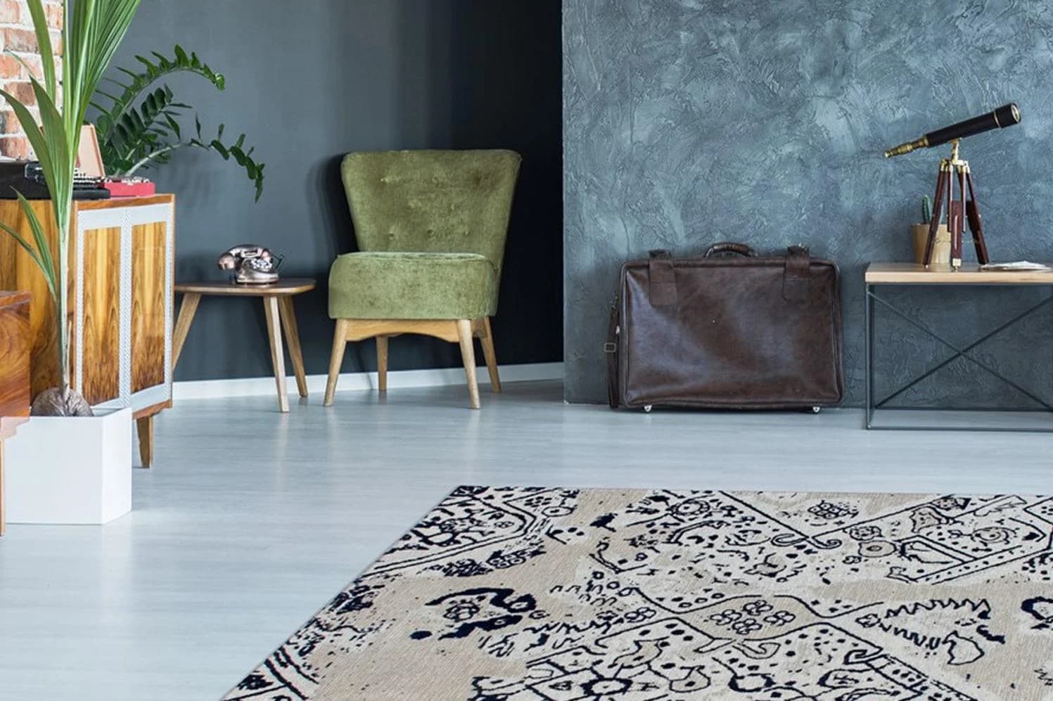 KAYOOM River 120 Teppich Schwarz Grau Vintage Jacquard