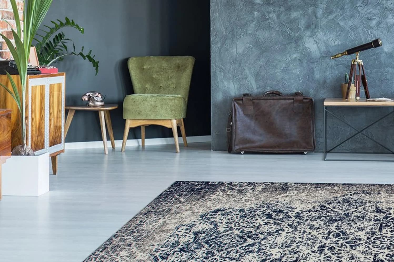 KAYOOM Teppich River 140 Grau Vintage Jacquard Baumwolle
