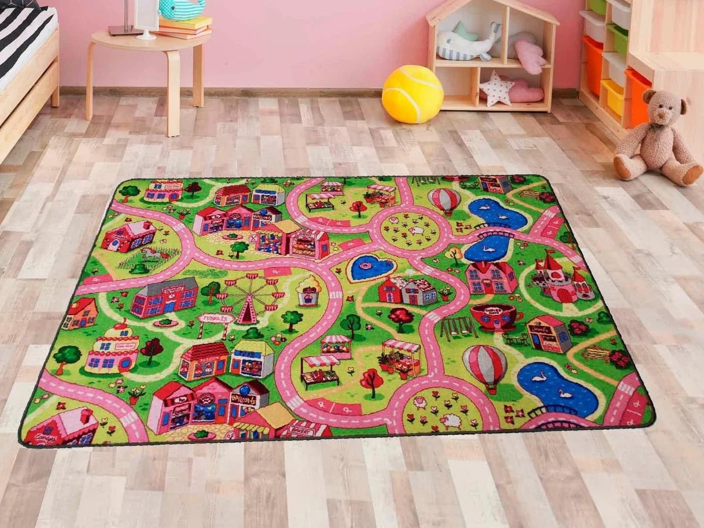 Kinderteppich SWEET CITY Bunt Straßenmotiv Polyamid