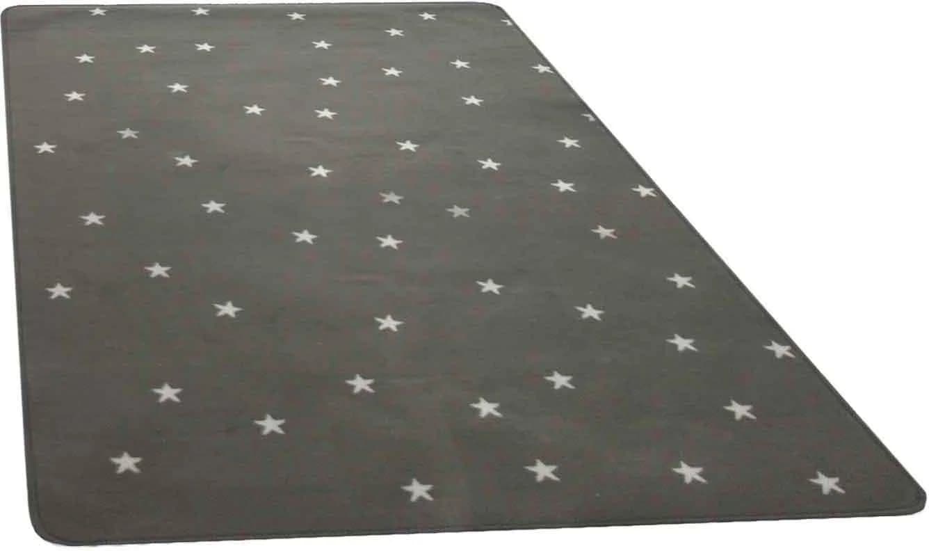 Kinderteppich STELLA Grau Polyamid Sternmotiv Kinderzimmer