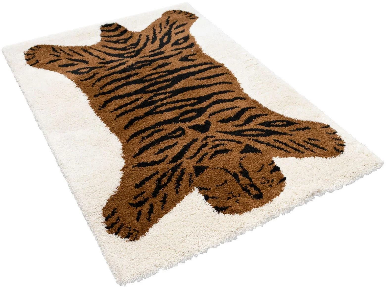 PRIMAFLOR Kinderteppich NOMAD Tiger Weiß Hochflor