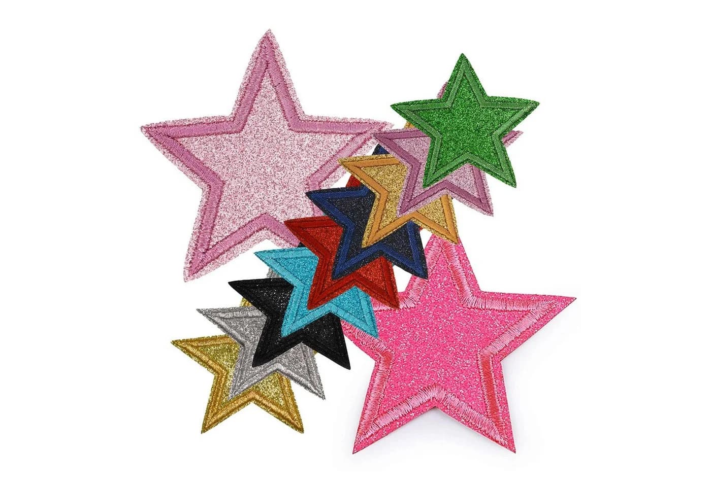 maDDma Aufnäher 3 Glitzer Stern Aufbügler 65mm Aufnäher Applikationen, Polyester, Polyethylen Schicht, türkis