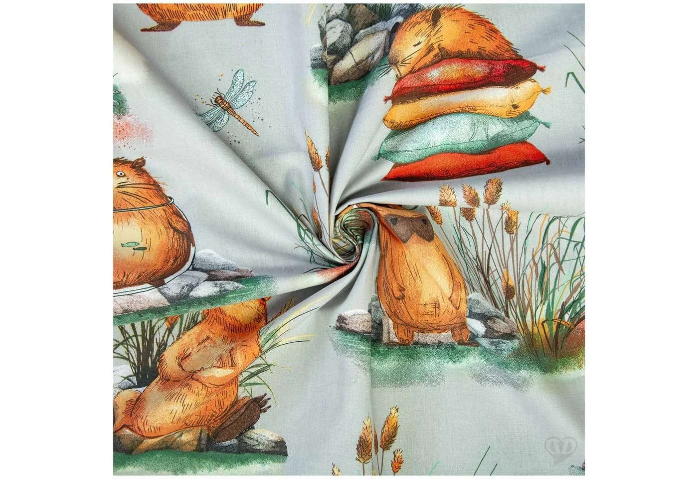 maDDma Kinderstoff Capybara 100% Baumwolle lichtgrau