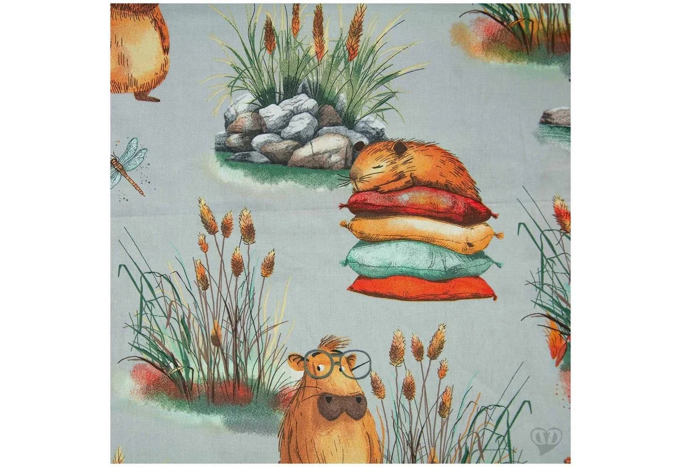 maDDma Kinderstoff Capybara 100% Baumwolle lichtgrau - Bild 3