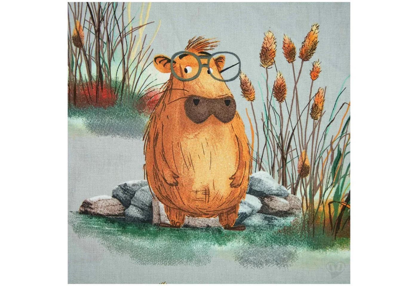 maDDma Kinderstoff Capybara 100% Baumwolle lichtgrau - Bild 4