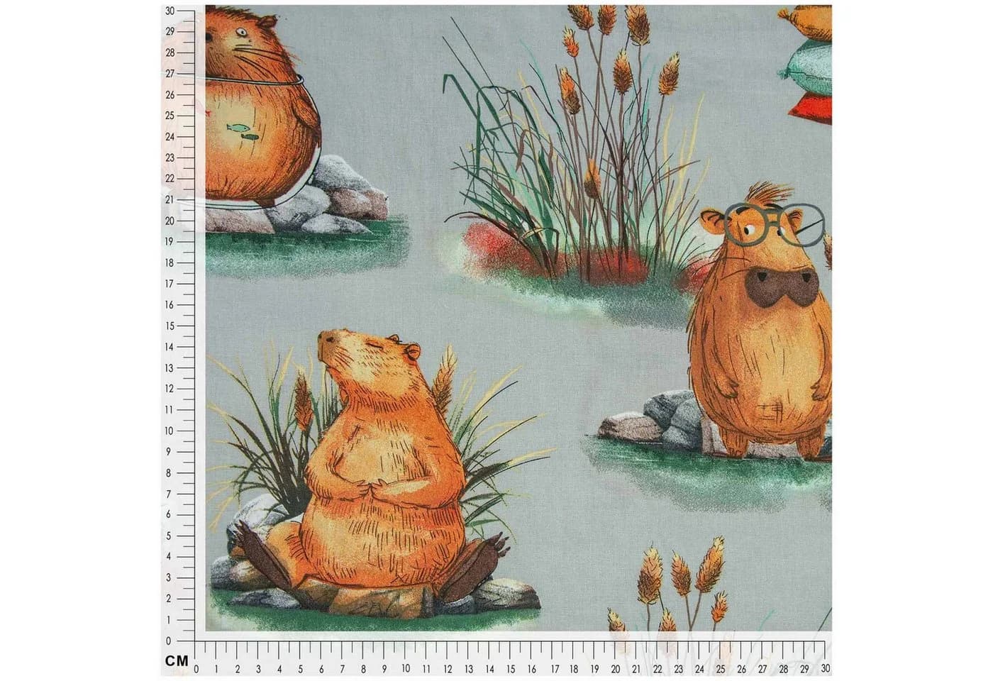 maDDma Kinderstoff Capybara 100% Baumwolle lichtgrau - Bild 5