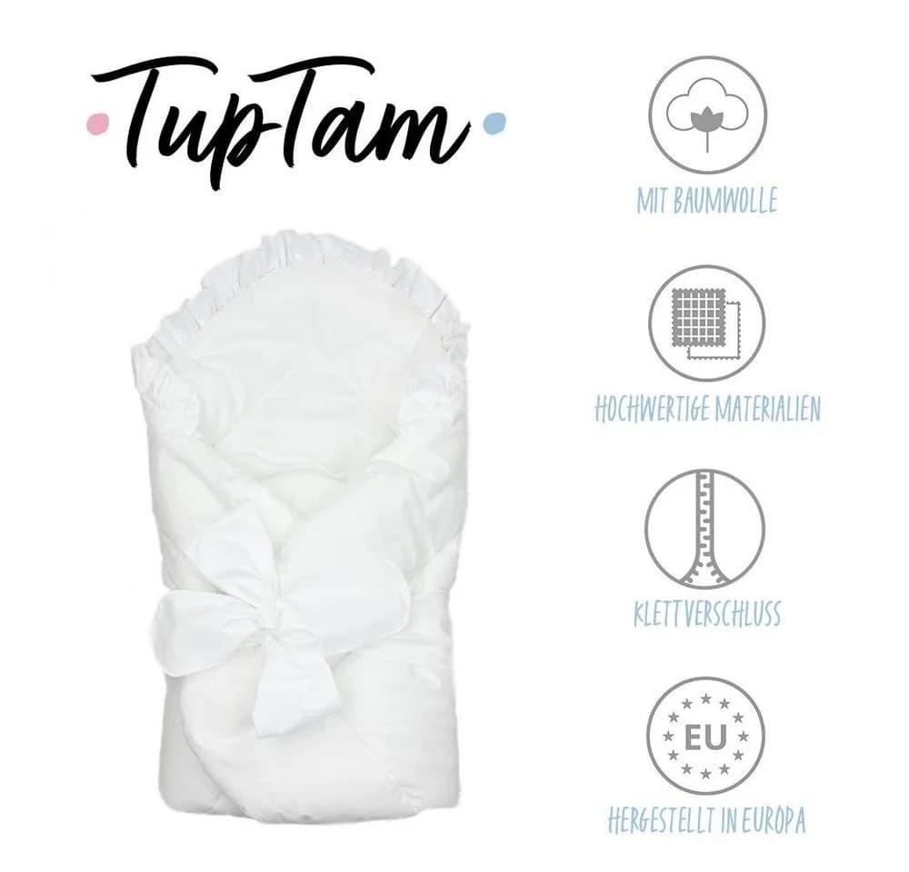 TupTam Einschlagdecke Unisex Baby mit Schleife Weiß