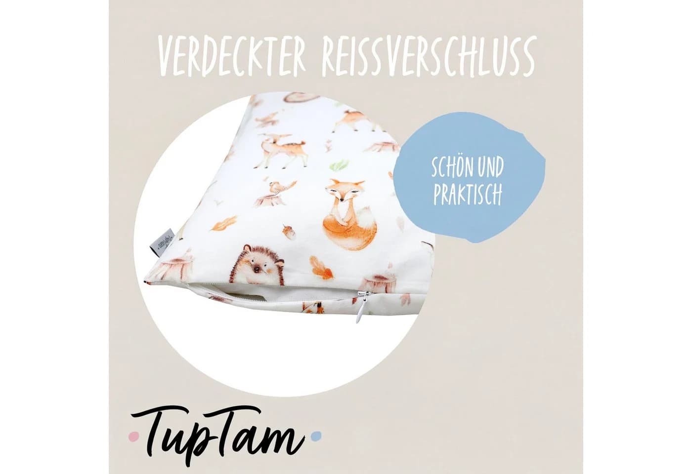 TupTam Kissenbezug Baumwolle Sterne Eulen Katzen Ballerinas - Bild 5