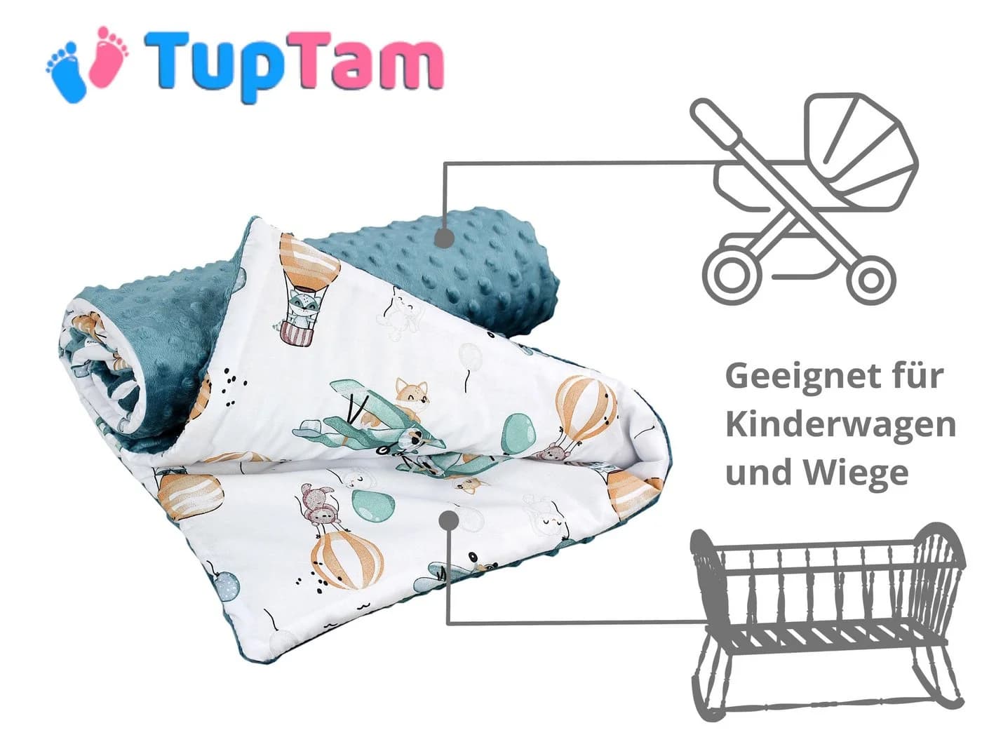 TupTam Baby Einschlagdecke 85x85 für Autositz Babyschale Decke Minky - Bild 5
