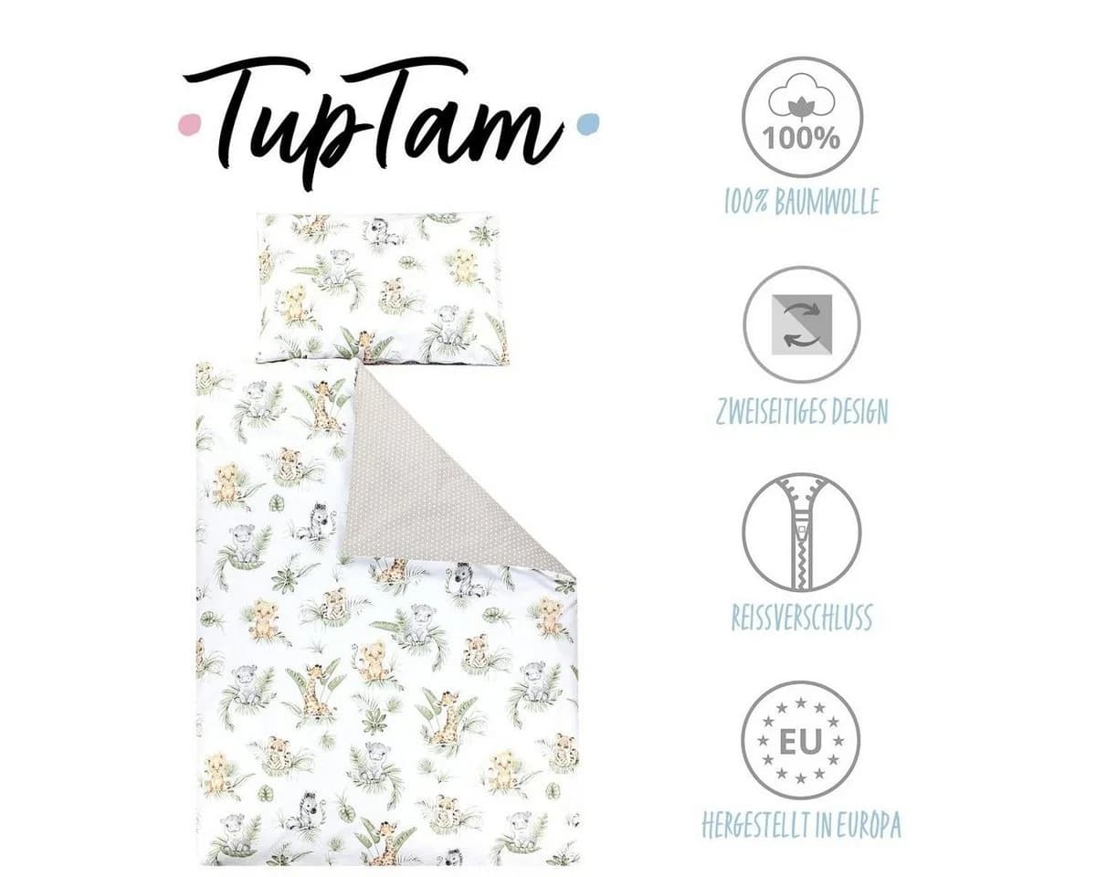 TupTam Kinderbettwäsche Wendebettwäsche Gemustert Braun/Grün/Blau