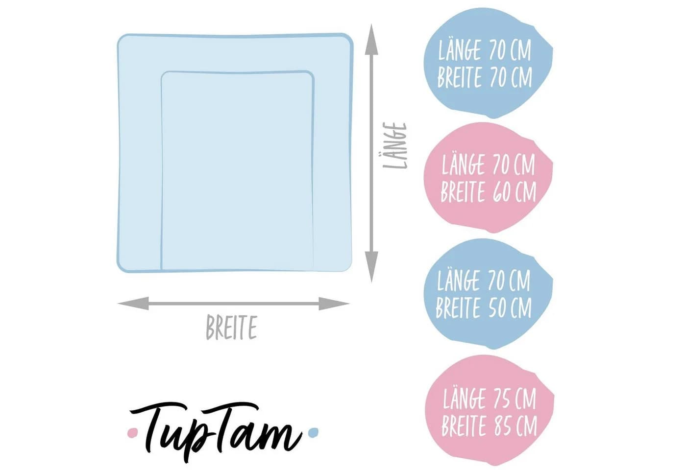 TupTam Wickelauflage Baumwollbezug 70x70 cm 75x85 cm