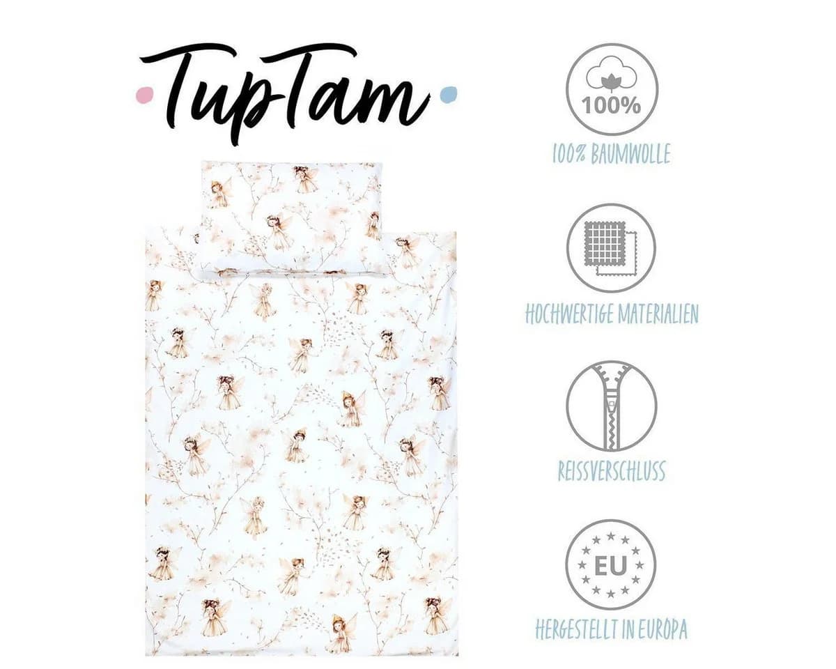 TupTam Kinder-Bettwäsche-Set 2-tlg. Beige/Braun mit Tiermotiven