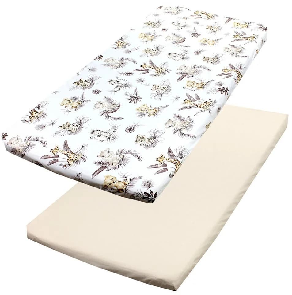 TupTam Spannbettlaken 2er Pack Baby Kinderbett Baumwolle Beige Braun - Bild 2
