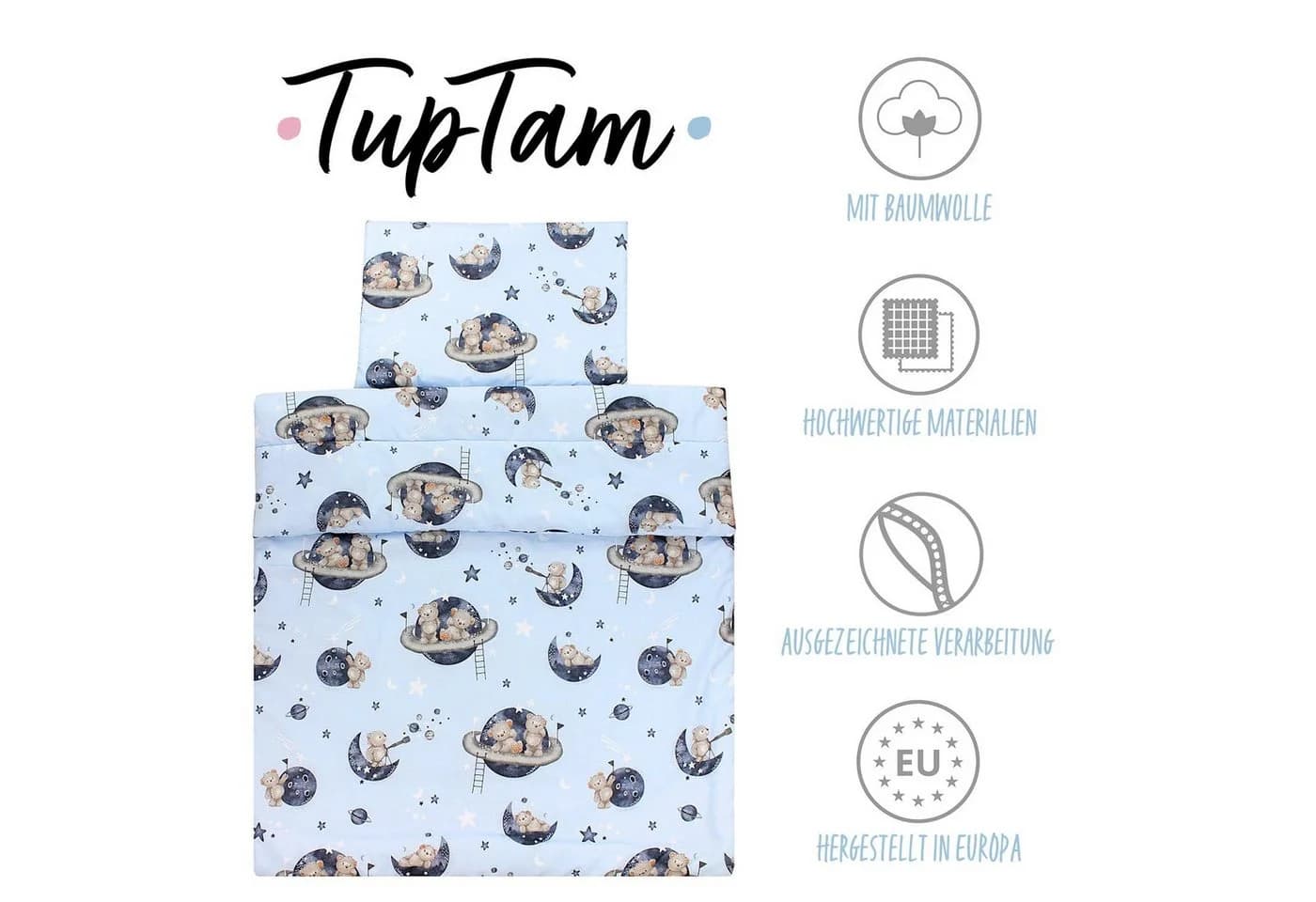 TupTam Kinderbettdecken Set 2tlg. Ganzjahresdecke Baumwolle Blau