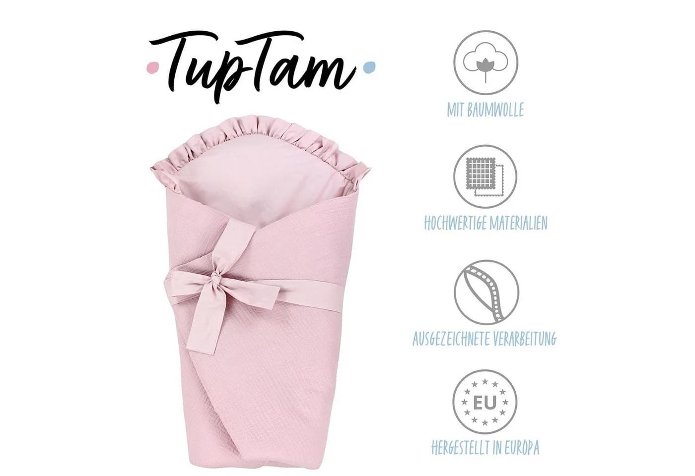 TupTam Einschlagdecke Unisex Baby mit Schleife Rosa