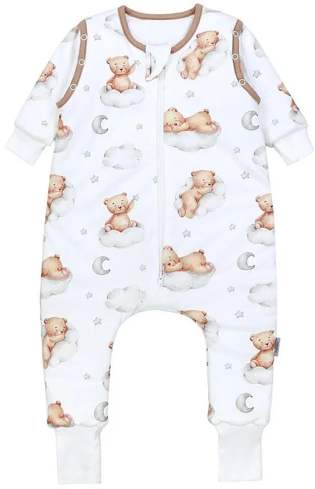 TupTam Babyschlafsack mit Armen und Beinen Winterschlafsack 2,5 TOG Weiß/Braun - Bild 2