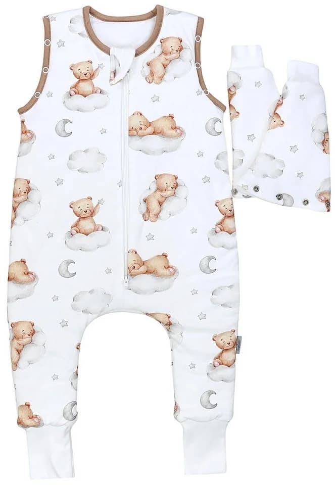 TupTam Babyschlafsack mit Armen und Beinen Winterschlafsack 2,5 TOG Weiß/Braun - Bild 5