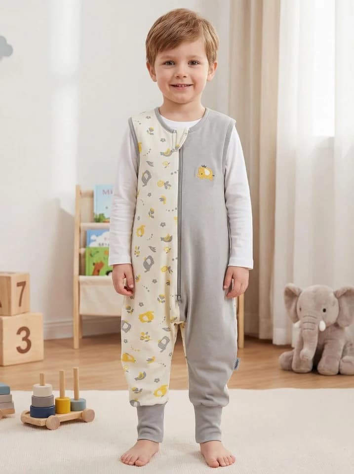 TupTam Sommerschlafsack Baby mit Beinen Grau Gelb Baumwolle - Bild 3