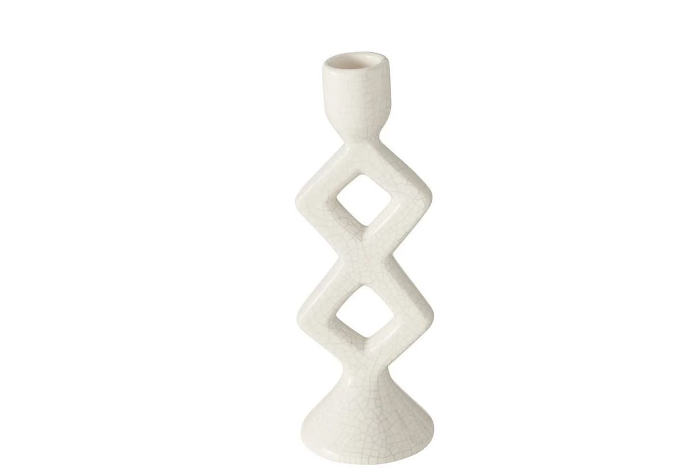 BOLTZE Kerzenhalter Famosa Keramik Beige/Weiß Crackle