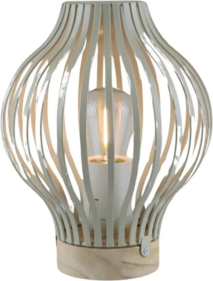 AM Design LED Laterne Natur, bauchig, Warmweiß, Batteriebetrieb