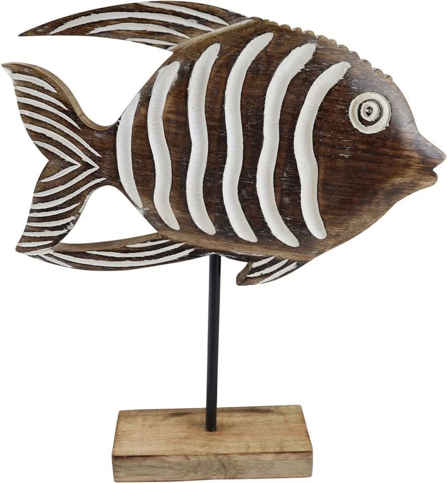 AM Design Dekofigur Fisch aus Mangoholz und Metall braun