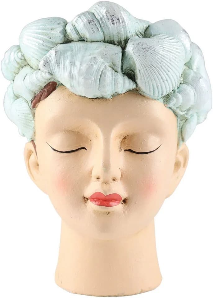 AM Design Dekofigur Frauenkopf mit Muscheln Polyresin Beige Creme