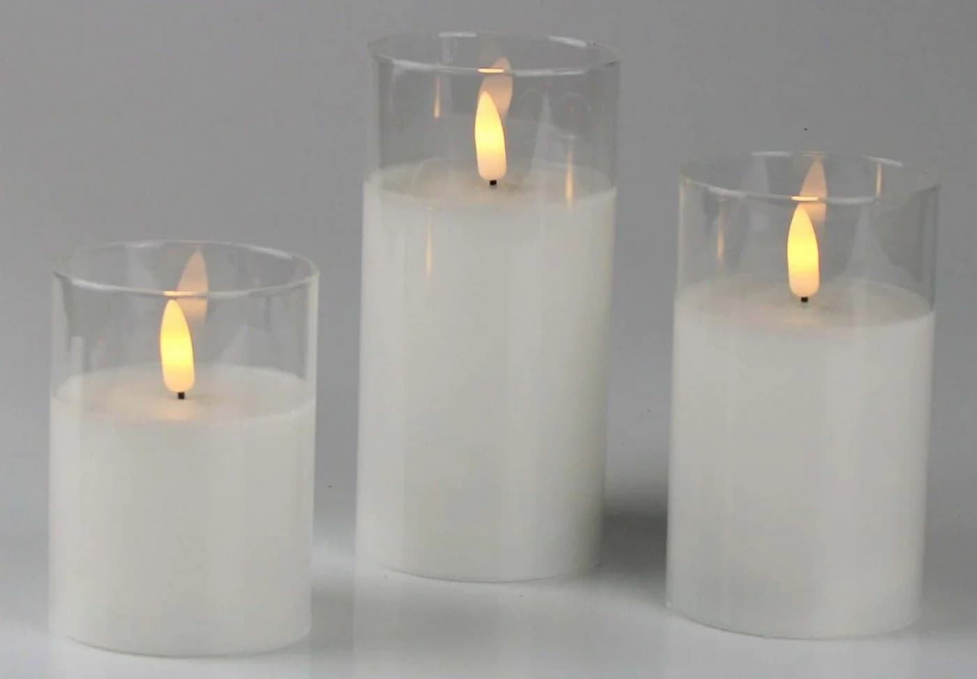 AM Design LED-Kerze Set 3-tlg. Weiß mit beweglicher LED-Flamme