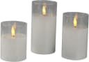 AM Design LED-Kerze Set 3-tlg. Weiß mit beweglicher LED-Flamme Bild 2
