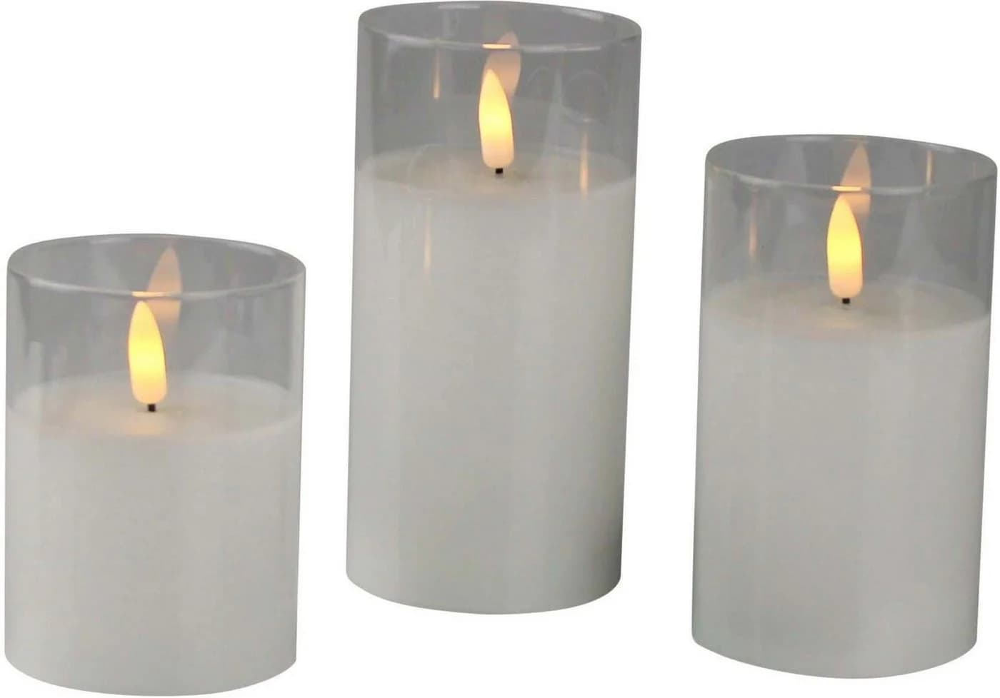 AM Design LED-Kerze Set 3-tlg. Weiß mit beweglicher LED-Flamme - Bild 2