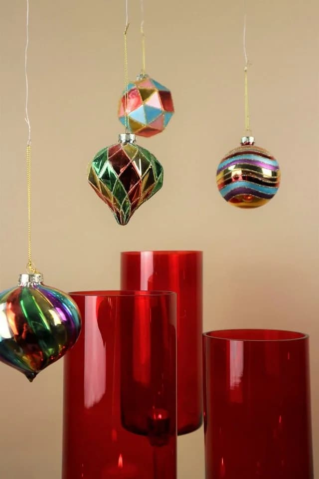 AM Design Weihnachtsbaumkugel Weihnachtsdeko Christbaumschmuck Glas 12 St Handdekoriert Mundgeblasen