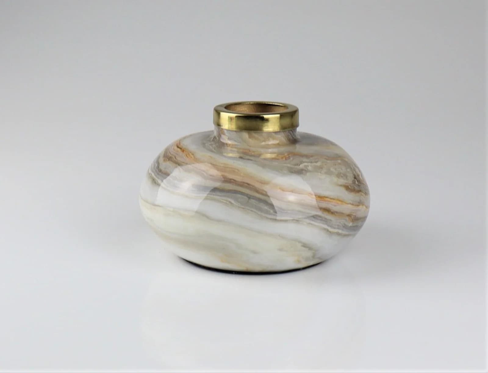 AM Design Dekovase aus Glas, Silberfarben mit marmorierter Optik