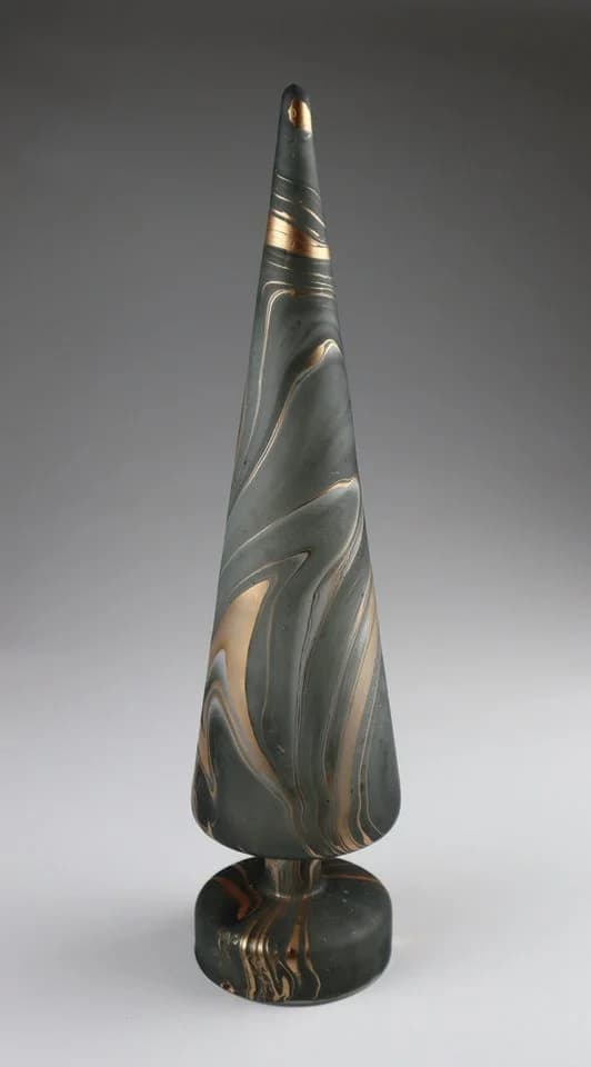 AM Design Dekobaum Glas Schwarz Gold Marmor-Effekt