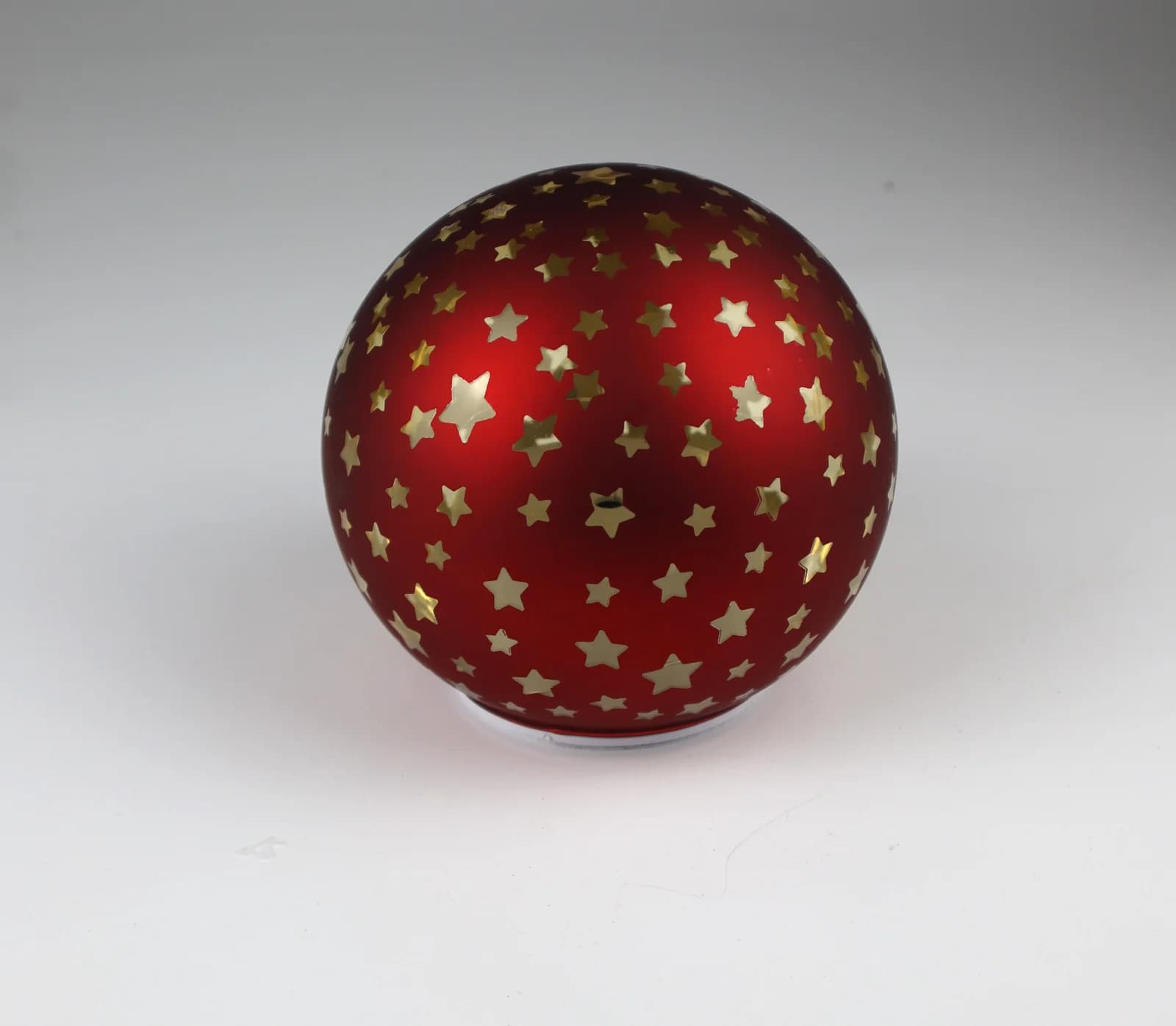 AM Design LED Dekoobjekt Rote Glaskugel mit drehbaren Sternen