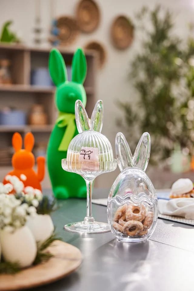 AM Design Glas Etagere mit Hasenmotiv, 2-teilig