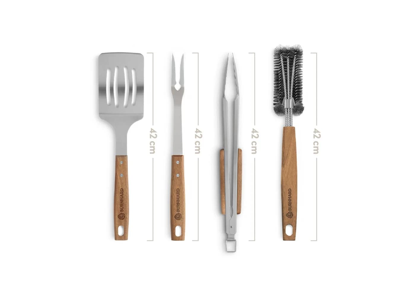 BURNHARD® Grillbesteck-Set 4-tlg. Akazienholz & Edelstahl