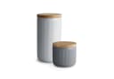 Springlane Vorratsdose 2-tlg. Set Keramik Holzdeckel Grau Stripes Bild 2