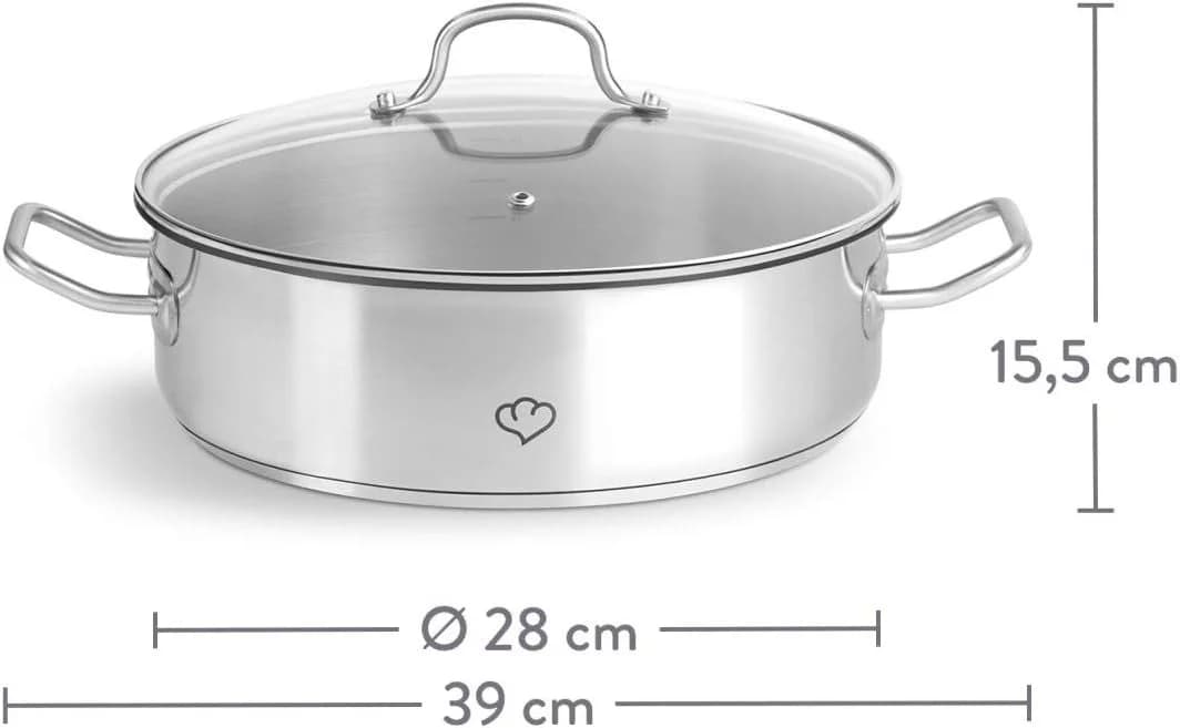 Springlane Schmortopf Edelstahl 28cm 5L Glasdeckel Induktion - Bild 2