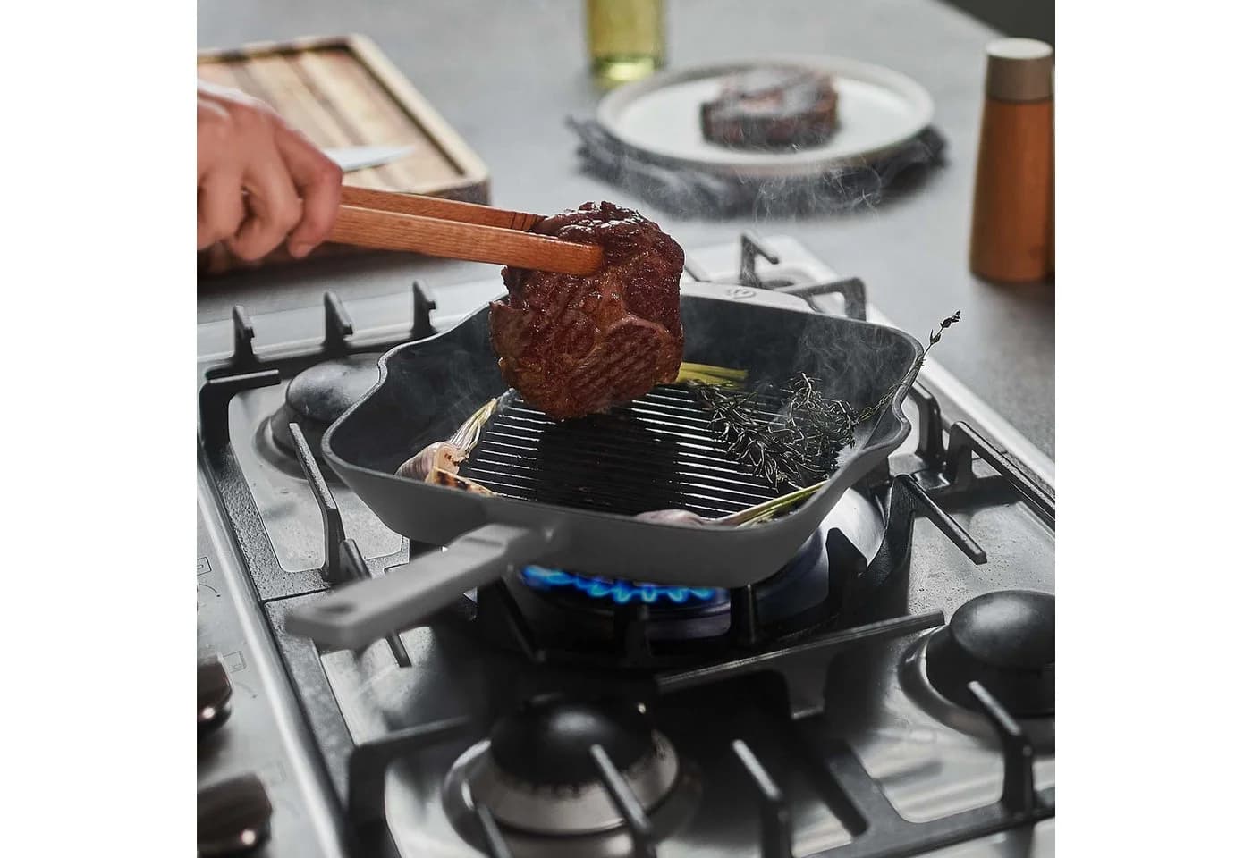 Springlane Gusseisen Grillpfanne 26 cm Grau Emailliert - Bild 5