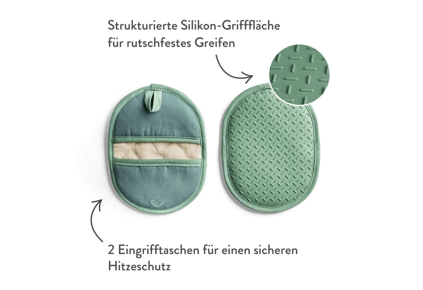 Springlane Topflappen-Set 2-tlg. Mint Silikon & Baumwolle - Bild 4