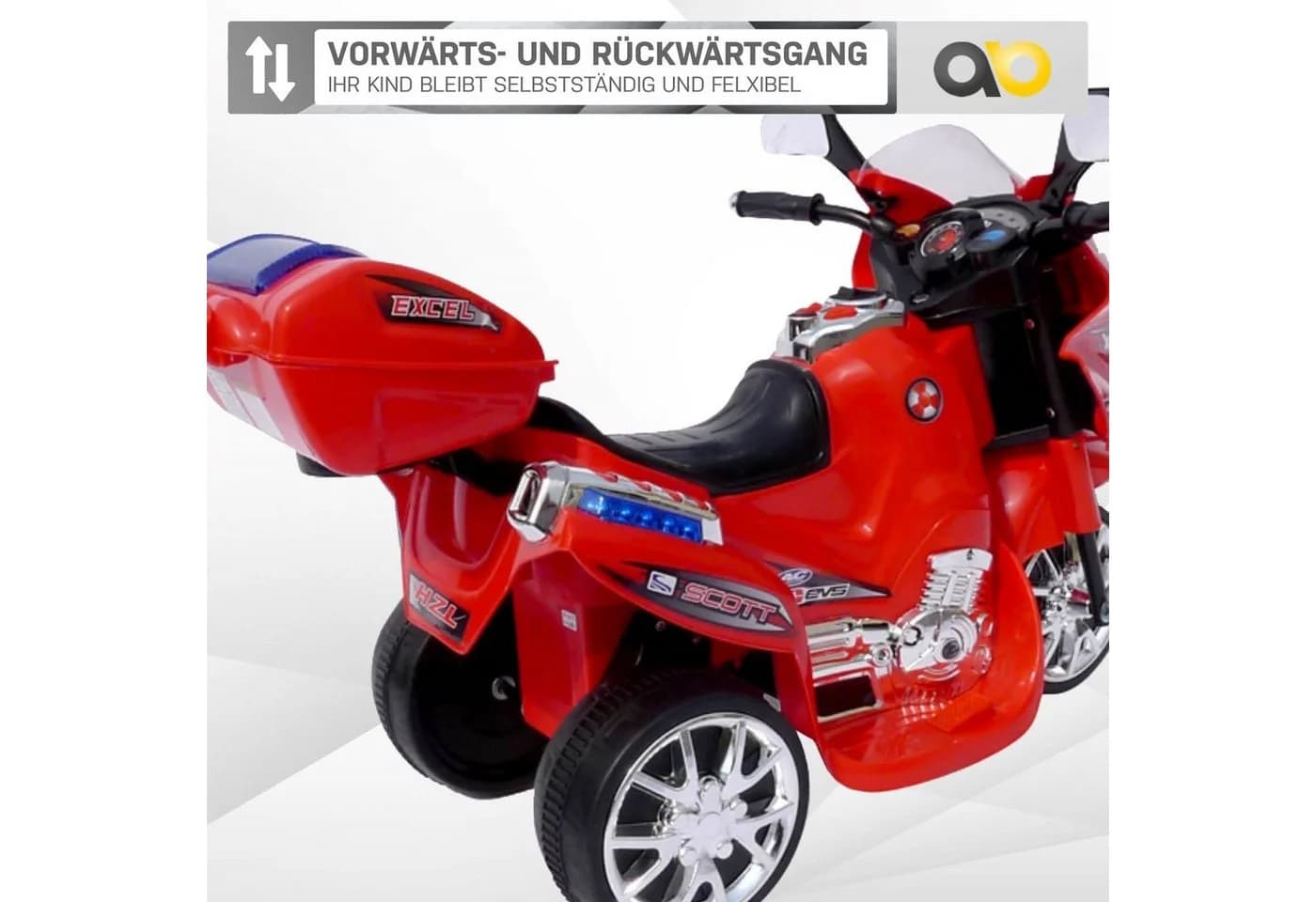 Actionbikes Motors Elektro-Kinderdreirad C051 Schwarz/Rot/Silber mit Soundmodul - Bild 5