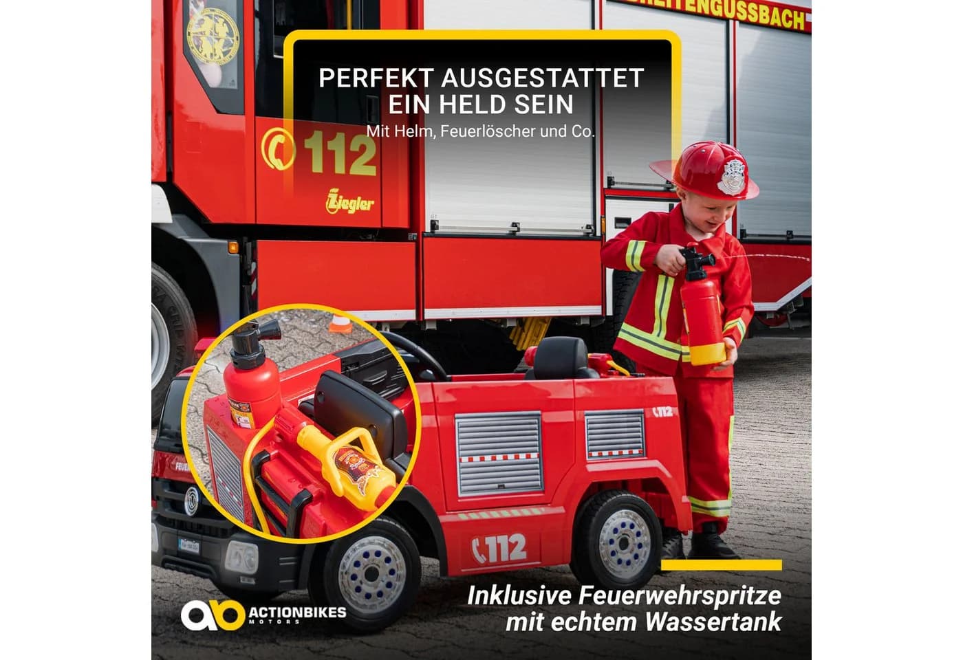 Actionbikes Motors Kinder-Elektroauto Feuerwehr SX1818 Rot mit Fernbedienung - Bild 4