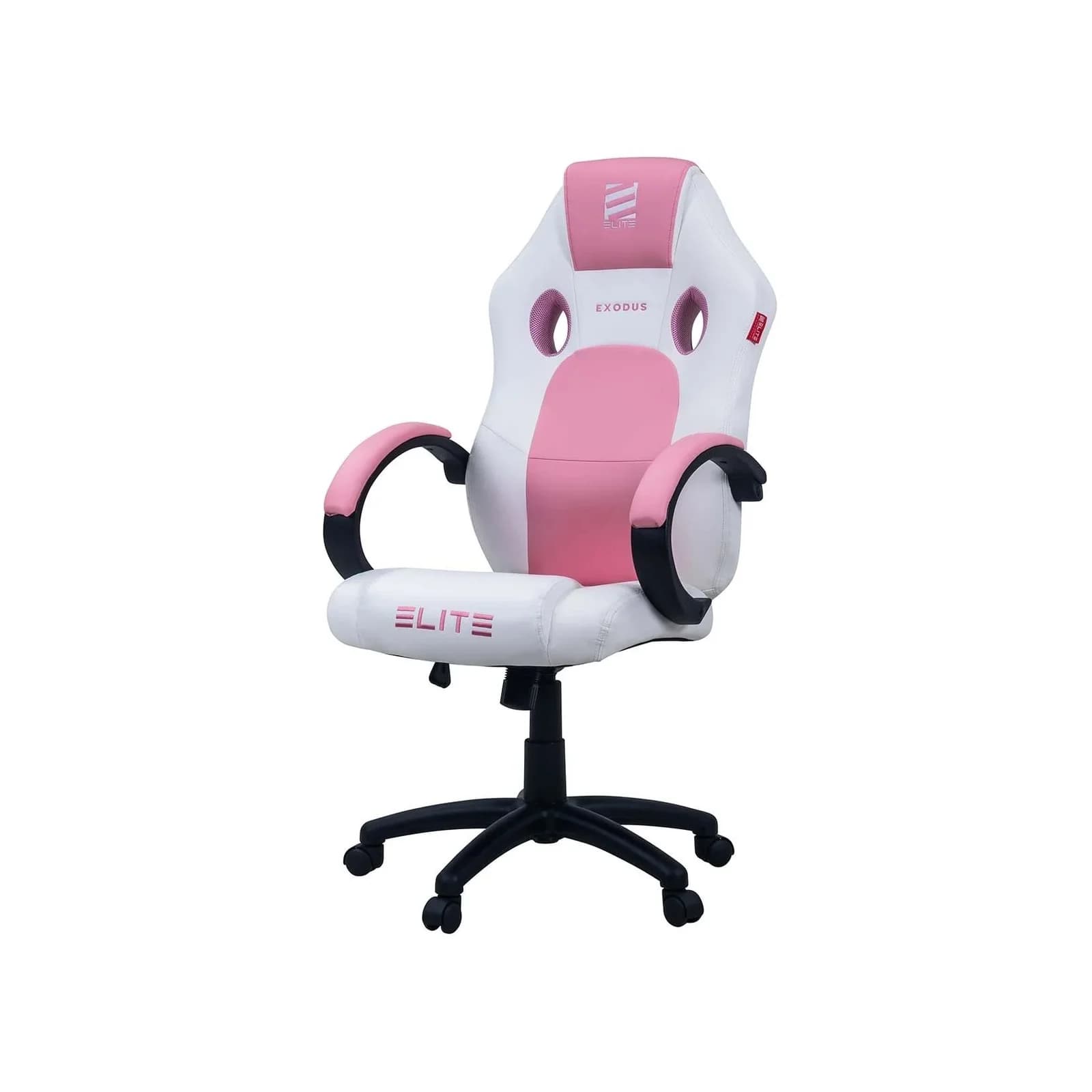 ELITE Gaming-Stuhl EXODUS Memory-Schaum Extra Hohe Rückenlehne Wippmechanik Armpolster Weiß/Pink