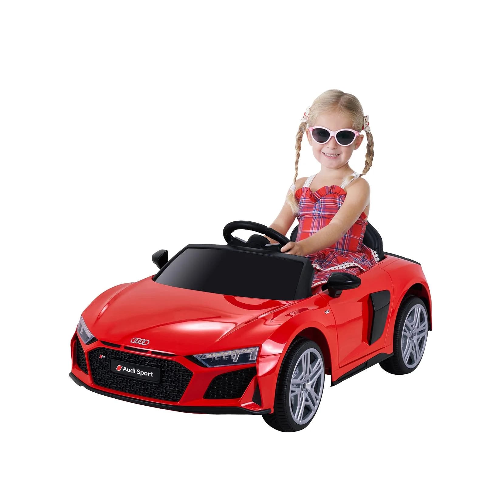 Kinder-Elektroauto Audi R8 Spyder lizenziert, 60 Watt, LED, Musik, Hupe, Fernbedienung, Rot