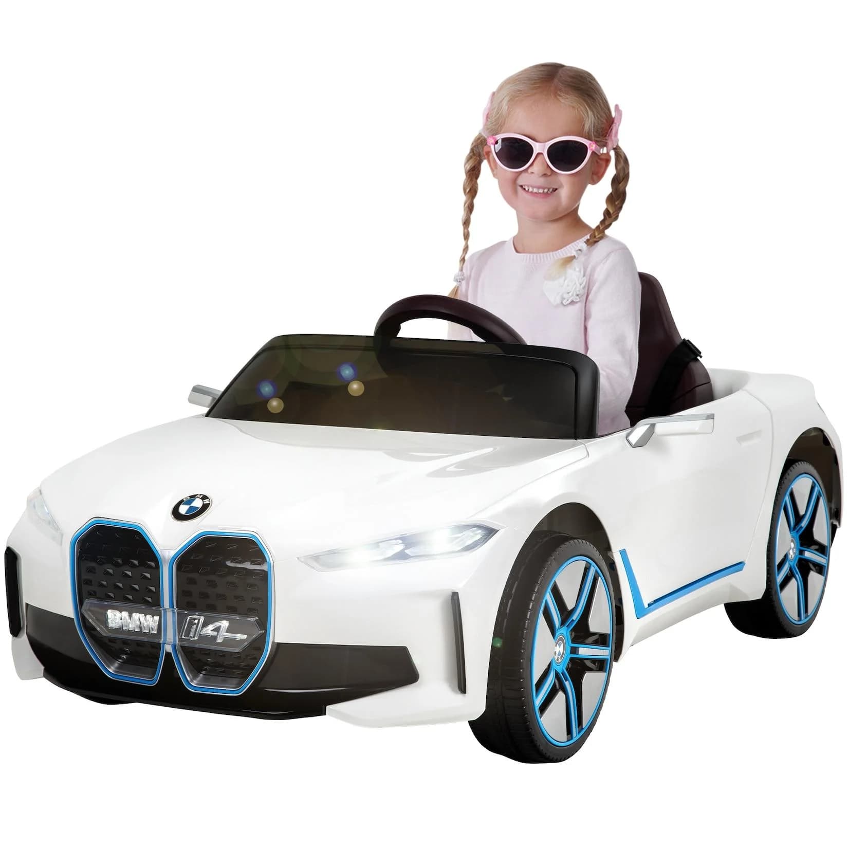 Actionbikes Motors Kinder-Elektroauto BMW i4 Weiß mit Fernbedienung