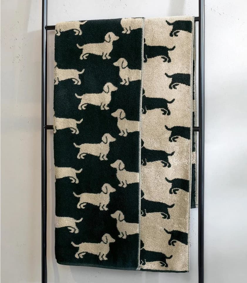 Cawö Duschtuch We Love Dogs Dackel Schwarz Beige