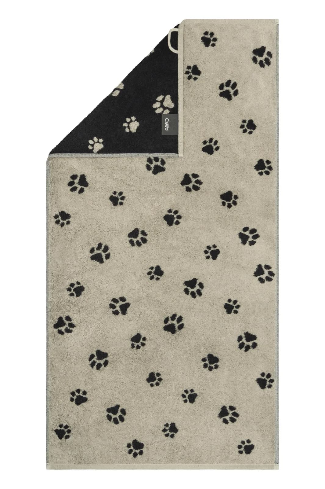 Cawö Duschtuch WE LOVE DOGS Paws Schwarz/Beige 100% Baumwolle